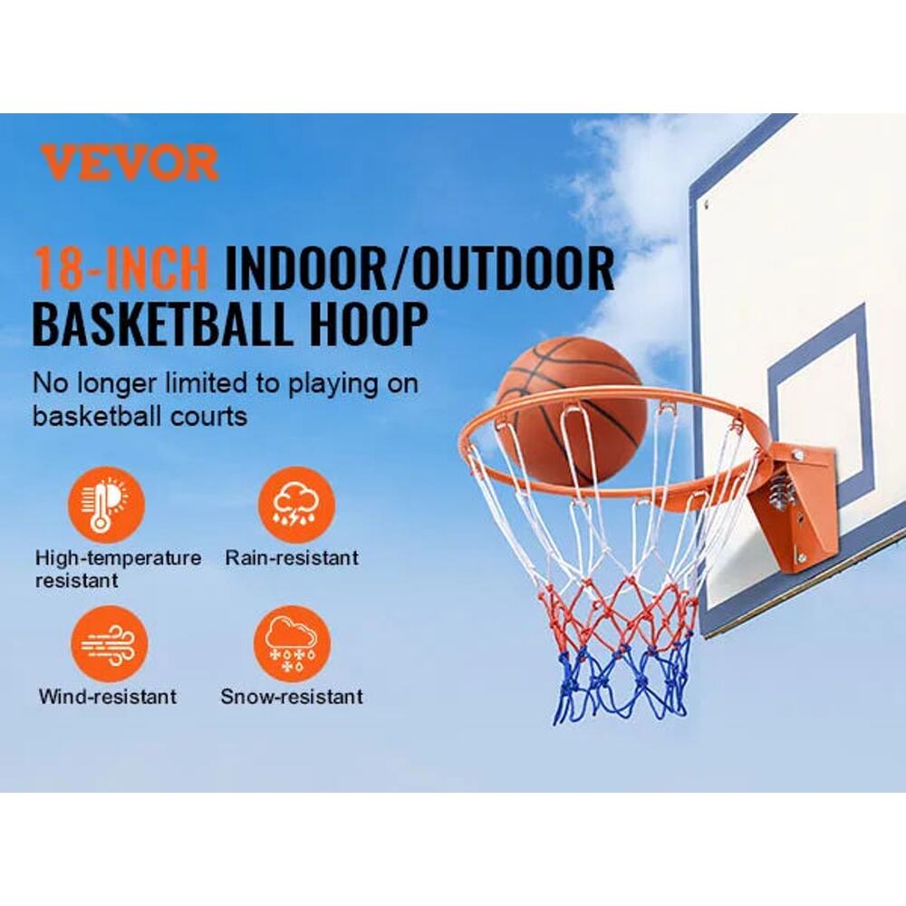 18-inch Flex Basketball Rim, Q235 Steel, Wall/Door Mount with Net- NWT - Picture 7 of 8